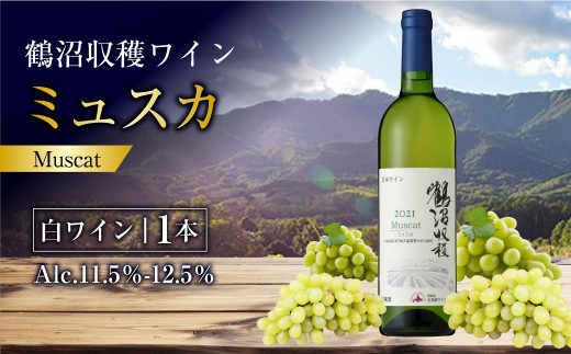 鶴沼収穫ワイン 【ミュスカ】 （白ワイン：750ml× 1本）  アルコール 11.5％-12.5％ お酒 酒 ワイン 白 北海道 浦臼町