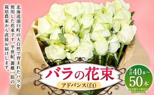 バラの花束 アドバンス(白)(40‐50本)| 花 バラ 薔薇 ローズ 生花 花束 ブーケ 白 贈り物 プレゼント ギフト【2026年11月下旬頃迄発送予定】