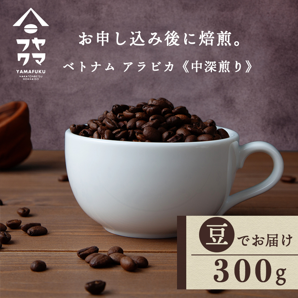 自家焙煎珈琲 ベトナム アラビカ 中深煎り(豆) 300g