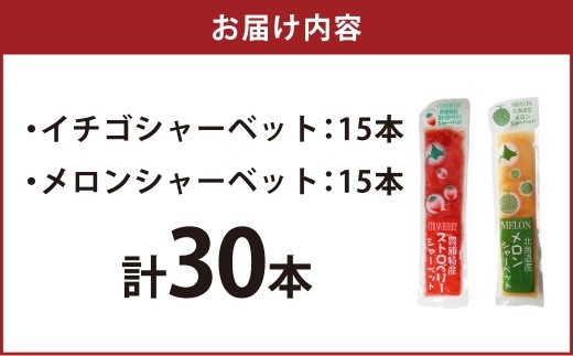 北海道 豊浦町 いちご・メロンのシャーベット 15本×2種