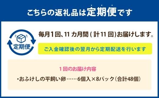 [ 定期1ヶ月毎11回 ] 北海道 豊浦 おふけしの平飼い卵 （ 6個入 × 8パック ） 48個 卵 たまご タマゴ 玉子 エッグ 黄身 鶏卵 ゆで卵 目玉焼き 卵焼き 卵かけご飯 たまごかけごはん