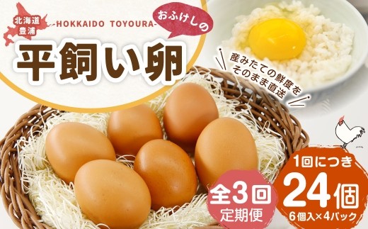 [ 定期1ヶ月毎3回 ] 北海道 豊浦 おふけしの平飼い卵 24個 卵 たまご タマゴ 玉子 エッグ 黄身 鶏卵 ゆで卵 目玉焼き 卵焼き 卵かけご飯 たまごかけごはん TKG 平飼い卵 冷蔵 定期