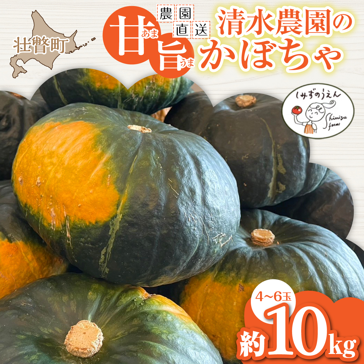 ＜2026年9月初旬よりお届け＞【農園直送】清水農園のかぼちゃ(甘旨）約10kg (4～6玉) SBTO013