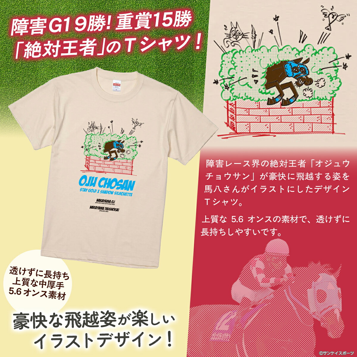 TVで紹介！【オジュウチョウサン】イラストＴシャツ_S-XLサイズ【ふるさと納税 人気 おすすめ  馬 競馬 競走馬 オジュウチョウサン グッズ 北海道 平取町 びらとり 】 BRTV005-v
