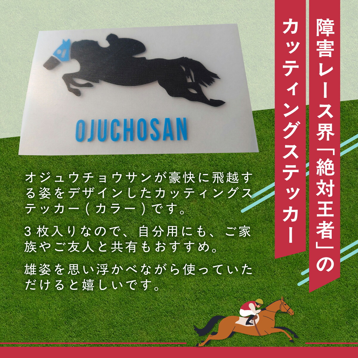 【オジュウチョウサン】カッティングステッカー（カラー）3枚入り【ふるさと納税 人気 おすすめ  馬 競馬 競走馬 オジュウチョウサン グッズ 北海道 平取町 びらとり 】 BRTV021