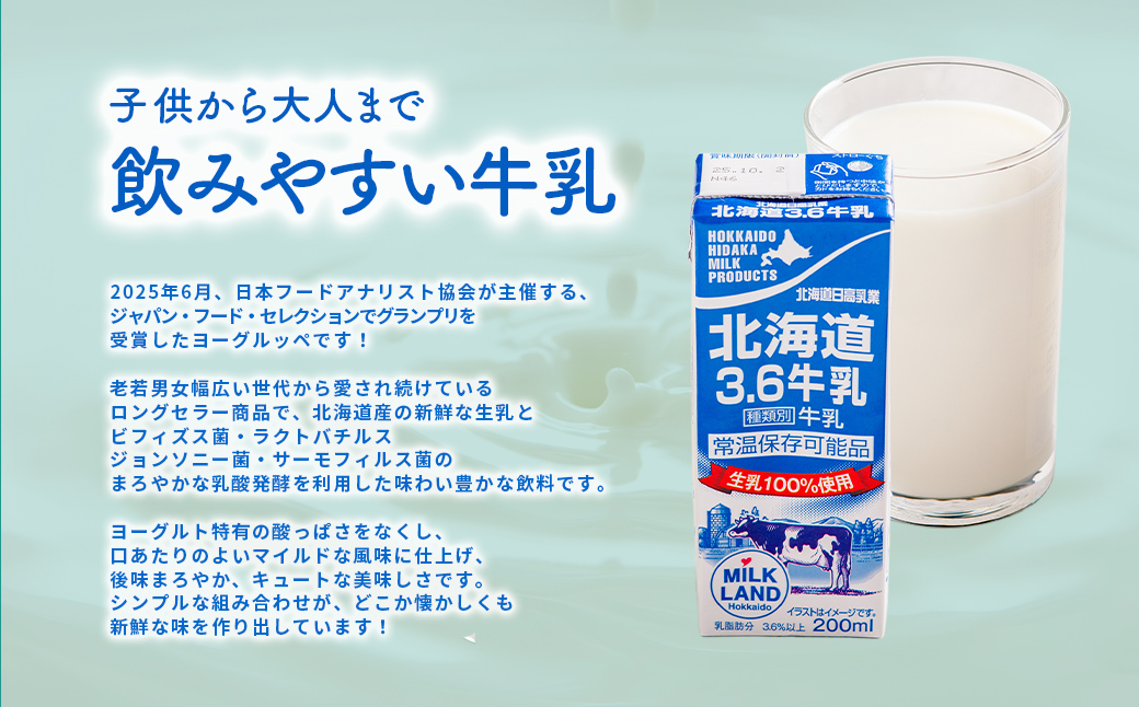 北海道日高乳業 北海道3.6牛乳 200ml×24 BRTH042