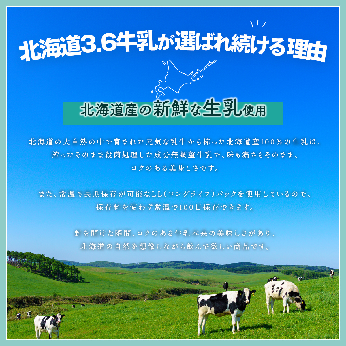 北海道日高乳業 北海道3.6牛乳 200ml×24 BRTH042