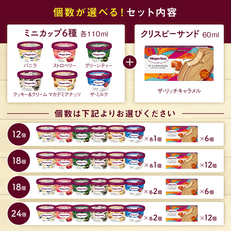 【個数と定期便が選べる!!】ハーゲンダッツ『ミニカップ＆クリスピーサンド ザ・リッチキャラメル』アイスクリーム_H0016-121-SKU