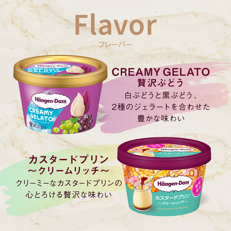 【数量限定】ハーゲンダッツ アイスクリーム ミニカップ 12個 (CREAMY GELATO 贅沢ぶどう&カスタードプリン)_H0016-168