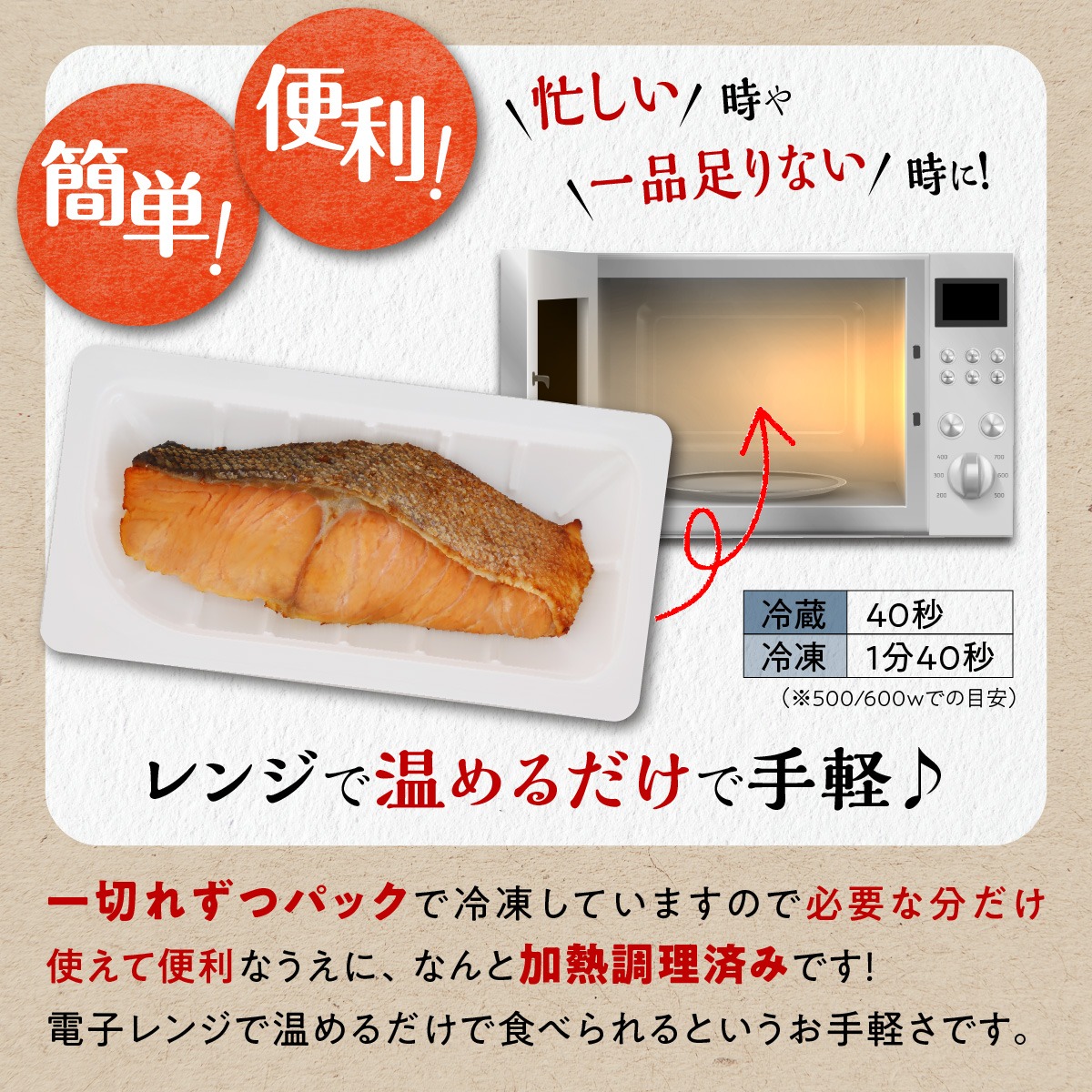 レンジで焼鮭
