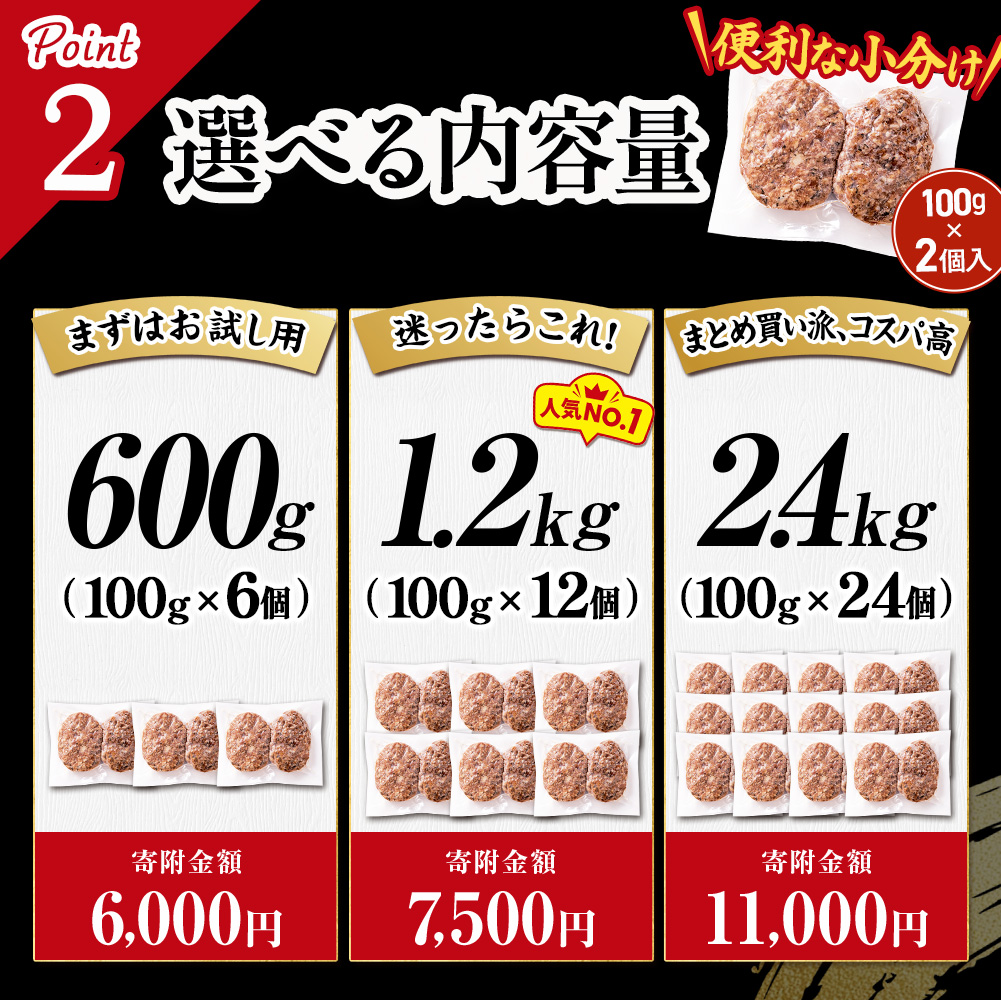 【訳あり】赤しそハンバーグ　冷凍のままフライパンで10分! 選べる容量 600g/1.2kg/2.4kg 【G1760047】