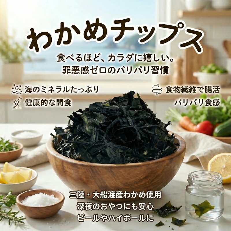 わかめセット6袋 (カットわかめ3袋 / わかめチップス3袋) チップス わかめ お菓子 ワカメ 若芽 wakame 小分け 海藻 海産物 乾燥 サラダ おつまみ 肴 つまみ チップ チップス 菓子