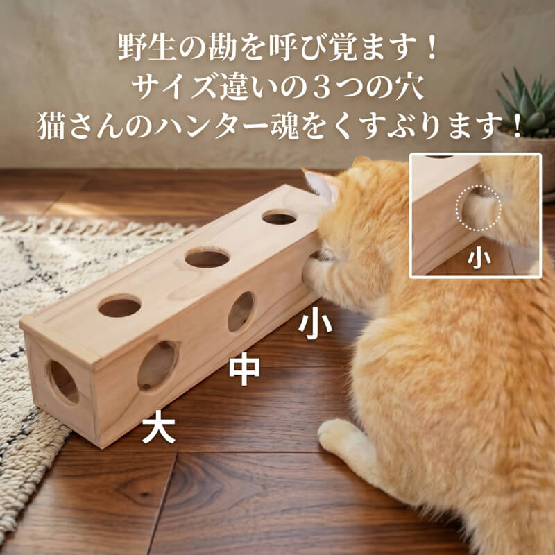 ちょいちょいBOX ネコ用おもちゃ 猫 CAT 木材 杉 日用品 玩具 オモチャ 動物 ペット 娯楽 遊び ネコ ねこ wood スギ 木 被災木 被災 火災 震災 支援 ねこずき 大船渡 大船渡市