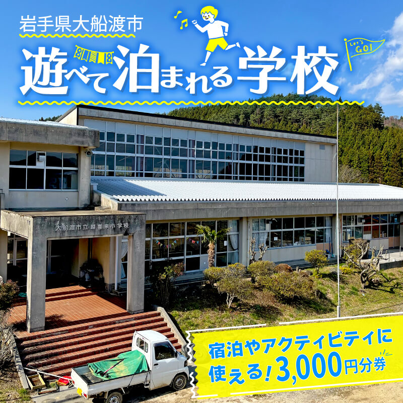 三陸アクティブ 遊べる学校で使える 利用チケット 3000円分 1枚 三陸 岩手 大船渡