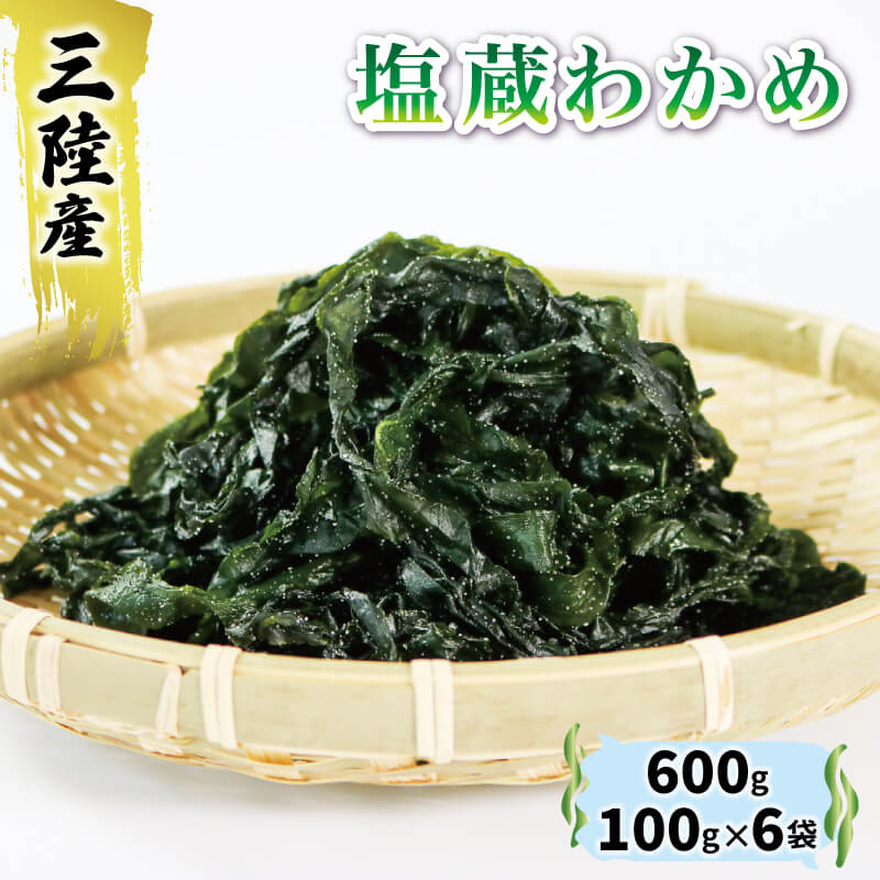 岩手県産 塩蔵わかめ 600g(100g×6) わかめ ワカメ 若芽 湯通し 海藻 海産物 味噌汁 ごはん 夕飯 おかず 小分け 個包装 サラダ お刺身 刺し身 刺身 三陸 岩手県 国産 大船渡