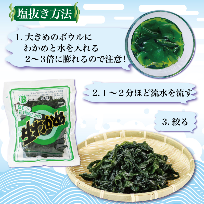 岩手県産 塩蔵わかめ 600g(100g×6) わかめ ワカメ 若芽 湯通し 海藻 海産物 味噌汁 ごはん 夕飯 おかず 小分け 個包装 サラダ お刺身 刺し身 刺身 三陸 岩手県 国産 大船渡