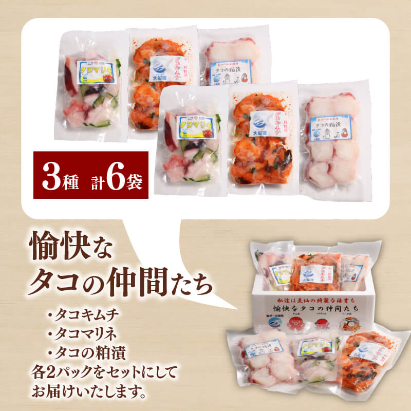 三陸 たこ三昧セット 3種［キムチ/マリネ/粕漬け］1袋100g 各2p 蛸 たこ タコ キムチ 海鮮 魚貝類 魚介類 海産物 海鮮 魚介 魚介類 小分け 真空 味付き octopus 刺身 おさしみ