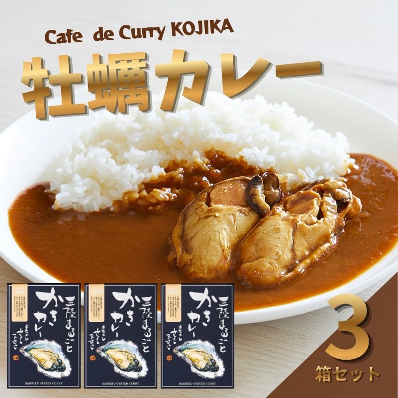 牡蠣 カレー 3食 レトルト かれー curry スパイス スパイシー 簡単 時短 ごはん 夕飯 おかず 常温 保存 常温保存 パスタソース レンジ 加工食品 惣菜 大船渡 三陸 岩手県 国産 かき