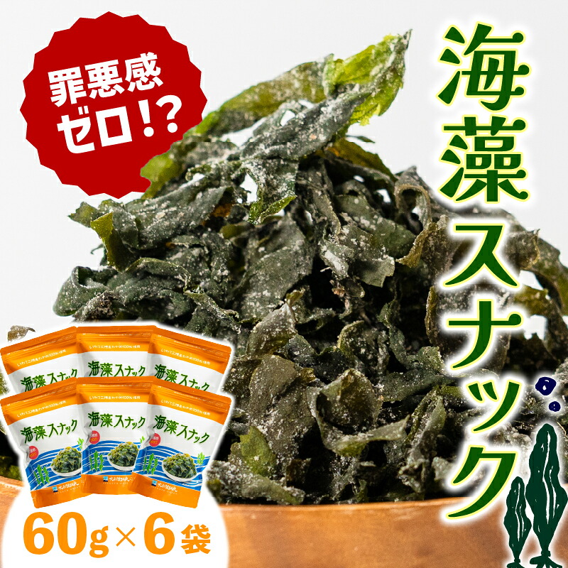 海藻スナック 60g×6袋  ワカメ 若芽 海藻 おやつ スナック おつまみ ヘルシー わかめ お菓子 菓子 土産 お土産 手土産 海産物 乾燥 揚げ物 個包装 小分け 三陸 岩手県 国産 大船渡