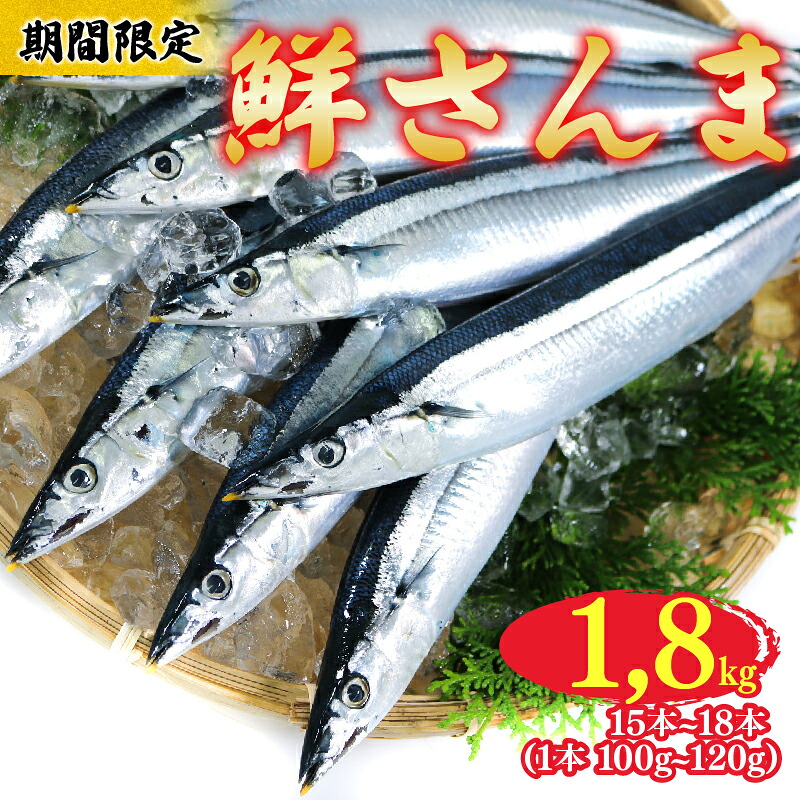 【期間限定】 鮮さんま 約1.8kg 冷蔵 サンマ 秋刀魚 旬 海鮮 魚貝類 魚介類 産地直送 新鮮さんま 魚 焼き魚 三陸さんま 岩手 さんま 大船渡市