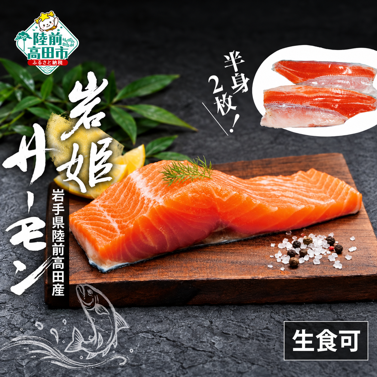 岩姫サーモン 半身×2枚 生食可 【 鮭 サケ さけ 冷凍 料理 寿司 海鮮丼 魚介類 魚 人気 】 RT2379