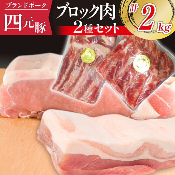 国産 四元豚 ロース バラ ブロック セット 真空パック 各 1kg 総量 2kg