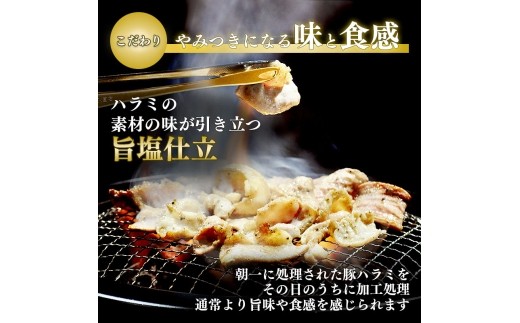 豚ハラミ 旨塩だれ 180g 冷凍 豚 ハラミ 焼肉 牛たん利久 炭火 キャンプ バーベキュー 七輪 塩 仙台 豚 豚肉 ごはんのお供 おつまみ 真空パック 簡単調理 お土産 宮城 宮城県 岩沼市