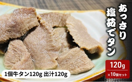 牛タン あっさり塩茹でタン 120g × 10個 出汁 セット タン塩 塩タン 温めるだけ 小分け 冷凍配送 父の日 母の日 敬老の日 プレゼント [No.5704-0879]
