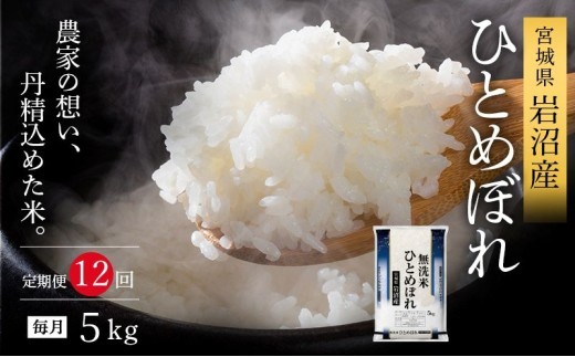 【令和8年産 】 【食味鑑定士厳選】 定期便 12ヶ月 無洗米 ひとめぼれ 5kg 新米 お米 国産米 米 ご飯 おにぎり お弁当 岩沼産 東北 宮城県産 宮城米