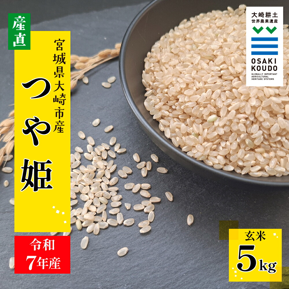 【令和7年産】宮城県大崎市古川産つや姫〈玄米〉5kg｜艶やかで甘み豊かな食味