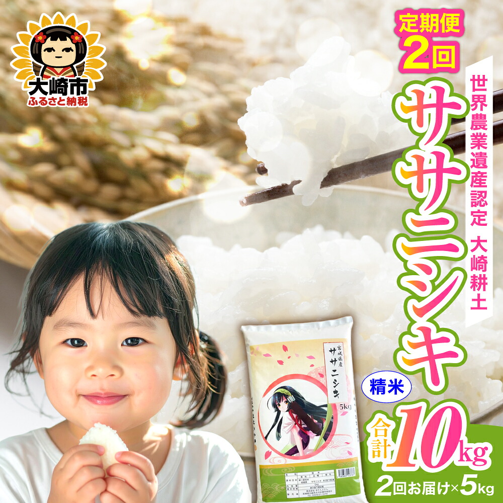 定期便《精米》令和7年 宮城県産 ササニシキ 5kg×2回（計10kg）