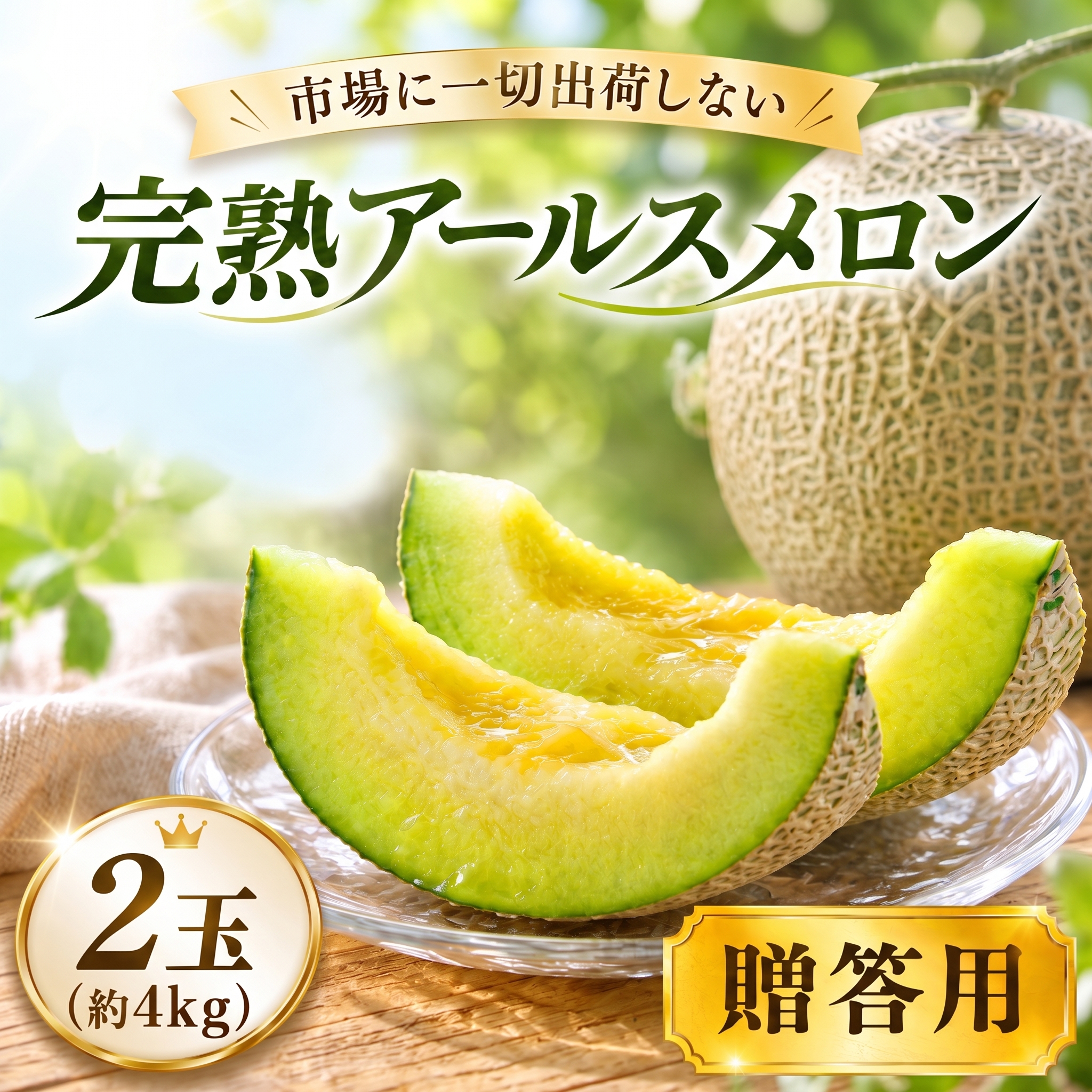 ＼まもなく発送／ 完熟 アールスメロン 2玉 4kg 2026年産 大玉メロン 贈答用 秀品 青肉 果物 フルーツ 茨城県産 期間限定 数量限定 完熟 果物 くだもの 旬 人気 フルーツ KEK