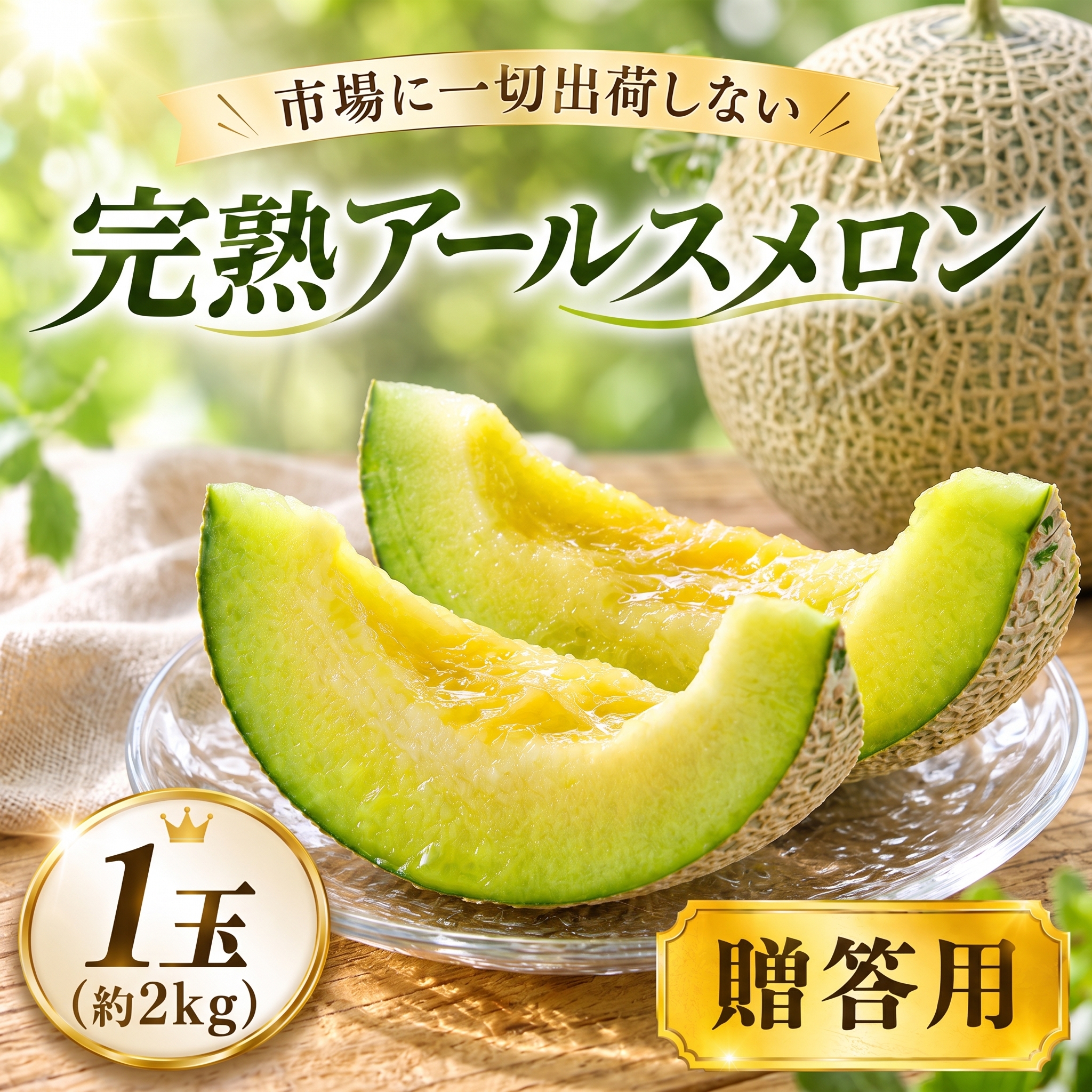 ＼まもなく発送／ 完熟 アールスメロン 1玉 2kg 2026年産 メロン 贈答用 秀品 青肉 果物 フルーツ 茨城県産 期間限定 数量限定 完熟 果物 くだもの 旬 人気 フルーツ KEK