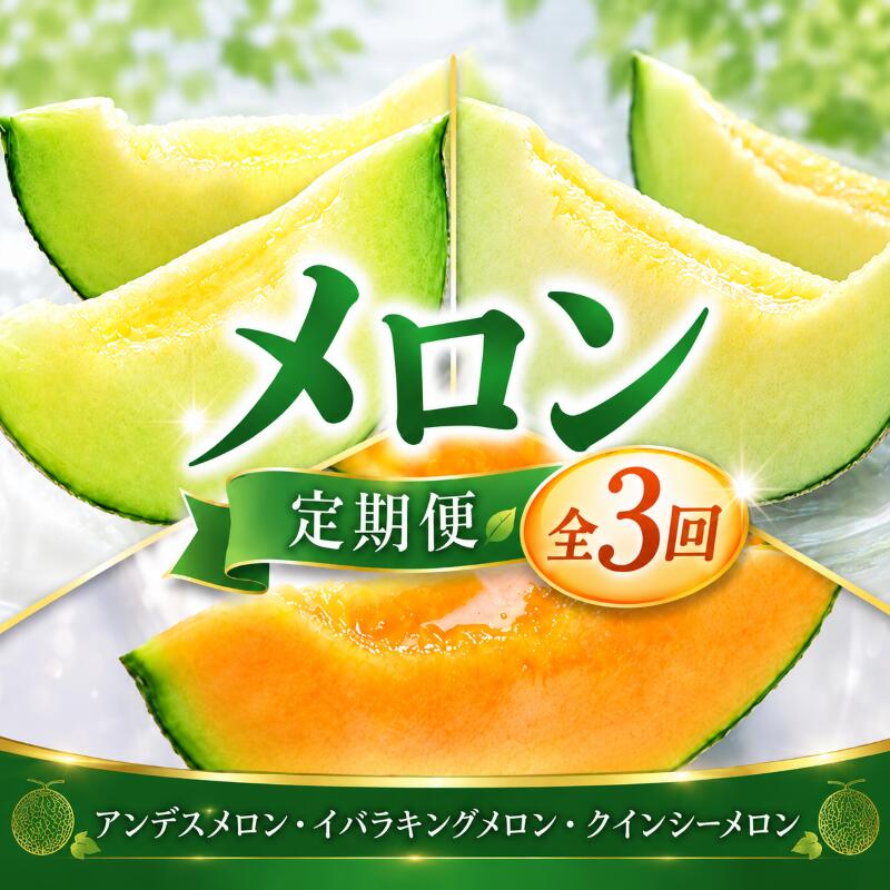 【2027年4月から6月発送】 メロン 定期便 3か月 アンデスメロン イバラキングメロン クインシーメロン 青肉 赤肉 食べ比べ めろん 果物 くだもの フルーツ 茨城県 鉾田市 株式会社山一ファーム