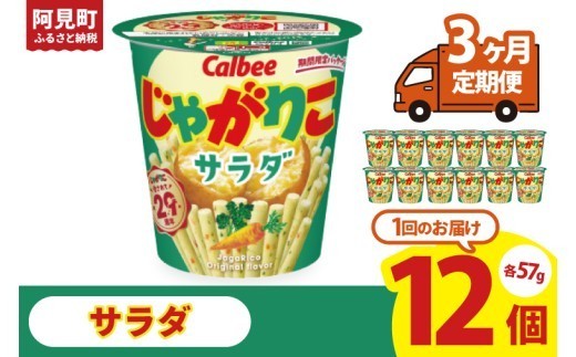 【3回定期便】カルビー じゃがりこサラダ（57g） 12個｜Calbee お菓子 菓子 おやつ おかし スナック おつまみ ジャガイモ じゃがいも（93-17）