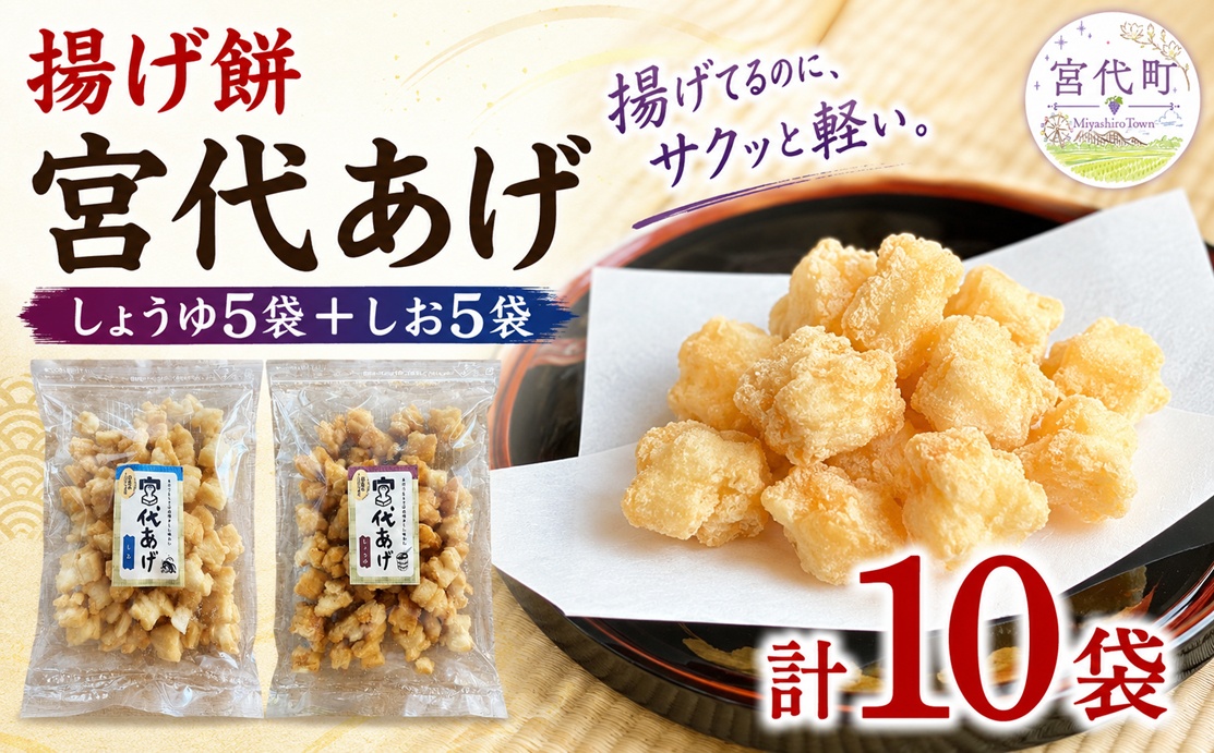 揚げ餅 宮代あげ セット 醤油&塩 10袋