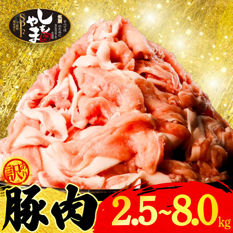 豚肉 切り落とし 小分け 真空パック 訳あり 選べる容量 2.5kg 5. 5kg 8kg 各500g 国産 国産豚肉 豚 冷凍 切落し 豚肉切り落とし 豚こま肉 こま肉