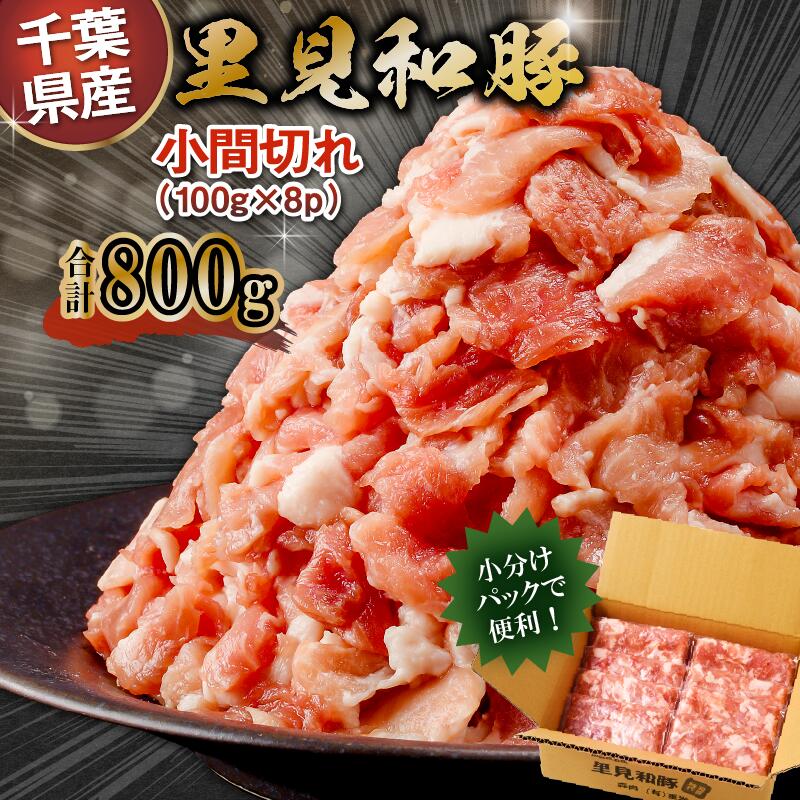 里見和豚　小分け　小間切れ800g（100g×8パック）個別包装　トレイ不使用 mi0017-0008 【豚肉 お肉 国産 ブランド豚 小間切れ 小分け】