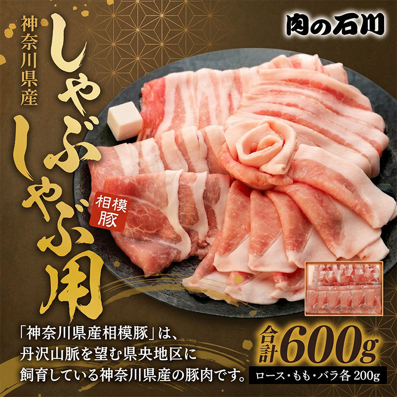 豚肉 神奈川県産 相模豚 しゃぶしゃぶ用 600g ロース ・ もも ・ バラ ( 各200g × 3 ) 食べ比べ 豚ロース 豚バラ 豚もも しゃぶしゃぶ 豚しゃぶ 肉 神奈川県 平塚市 肉の石川