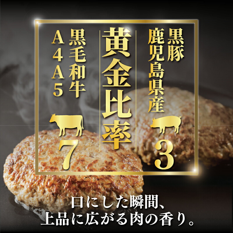 黒毛和牛 黒豚 ハンバーグ 10個 計 1.2kg はんばーぐ hannba-gu 国産 鹿児島県産 黒豚 手作り 冷凍 和牛 豚肉  ぶたにく ぎゅうにく 極上ハンバーグA4 A5ランク 使用