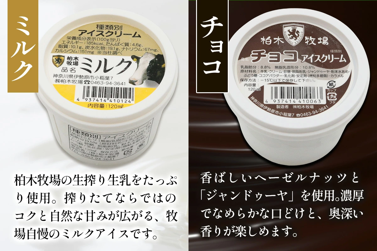 [定期便／3ヶ月連続] 柏木牧場 手づくりアイスクリーム食べ比べ (4種セット×3回・120ml／個 各2個／各3個選べる) [1252-1254]