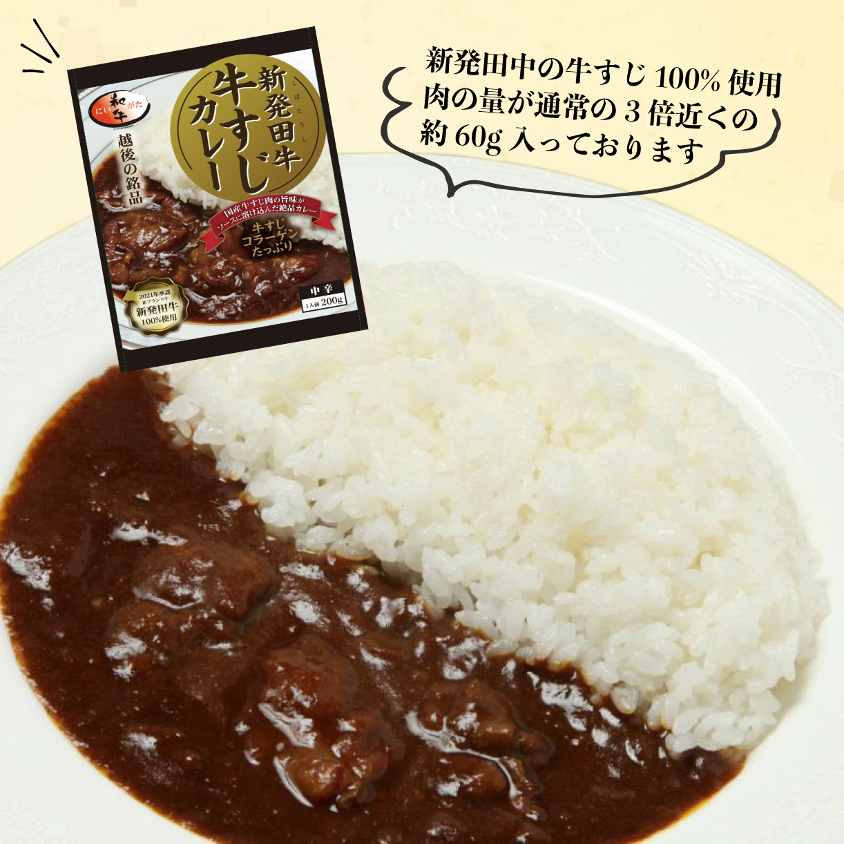 牛すじ カレー 6個 セット 200g×6 中辛 パック 牛肉 肉 和牛 レトルト 新発田牛 国産牛 厳選和牛 贅沢 牛肉 国産 ご飯 にいがた ブランド牛 新潟県 新発田市 H23_02