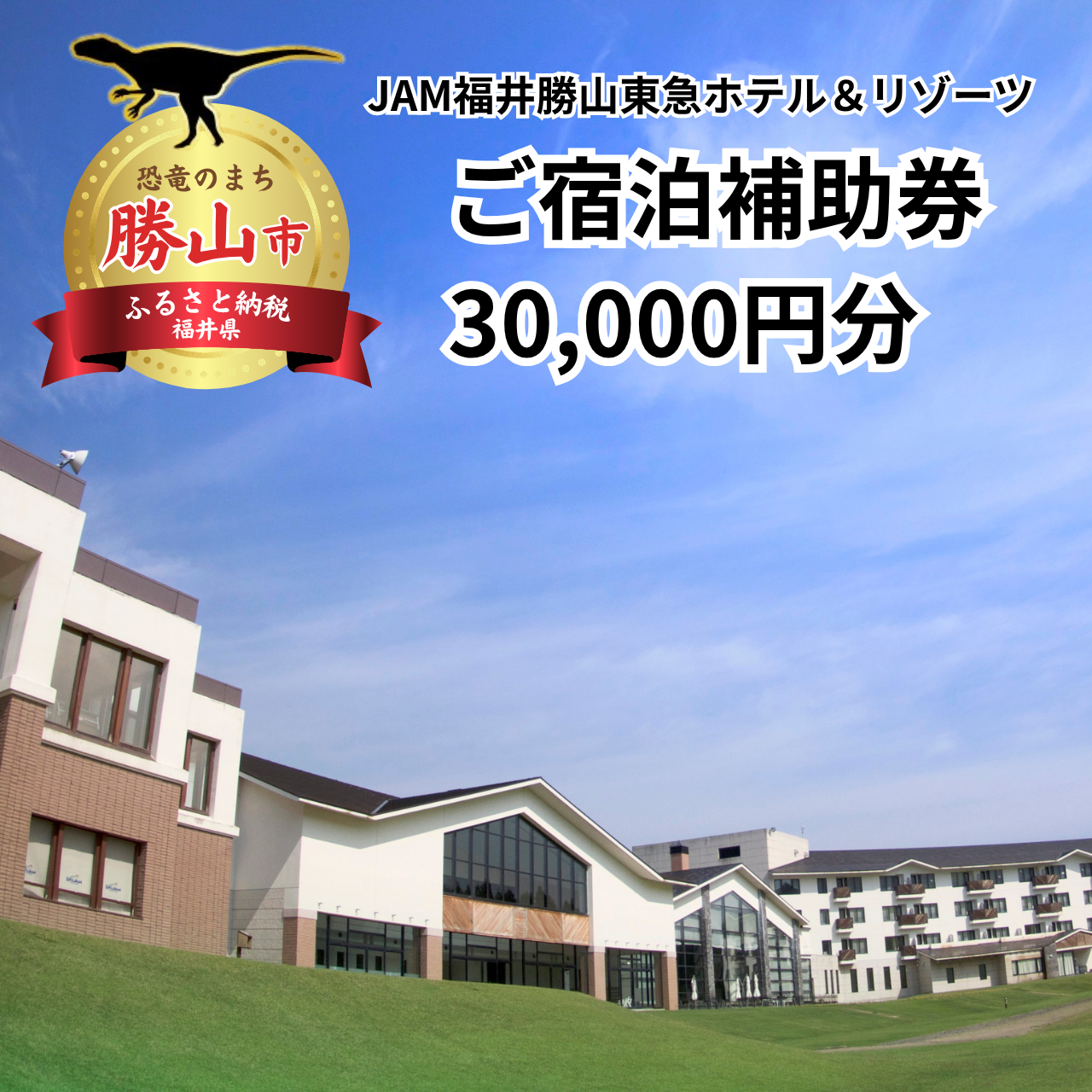 JAM福井勝山東急ホテル&リゾーツご宿泊補助券30000円分 宿泊券 スキー場 リフト券 スキー スノーボード レジャー グランピング 恐竜博物館 チケット リゾート 観光 お食事 バイキング