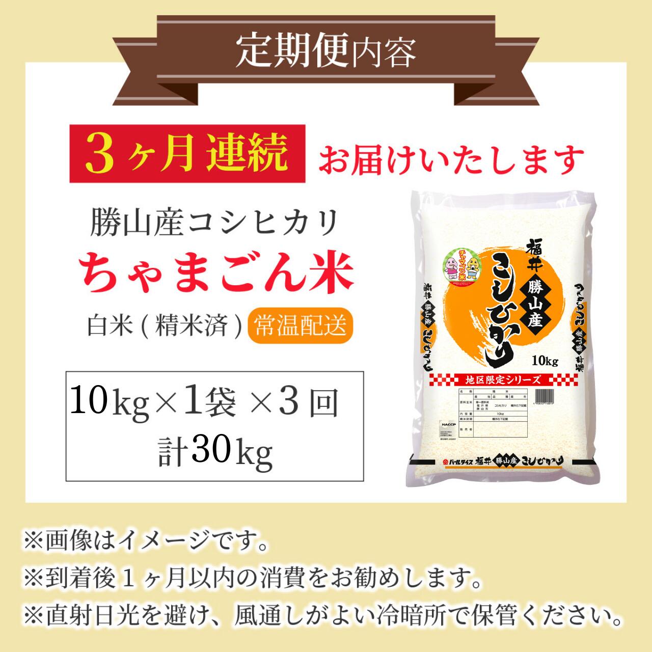 【令和8年産 新米】【定期便3回】勝山のお米 コシヒカリ 精米 10kg(計30kg) | 米 コシヒカリ 新米 精米 定期便 お米定期便 令和8年産 福井県産 福井県 勝山市 勝山のお米 ブランド米