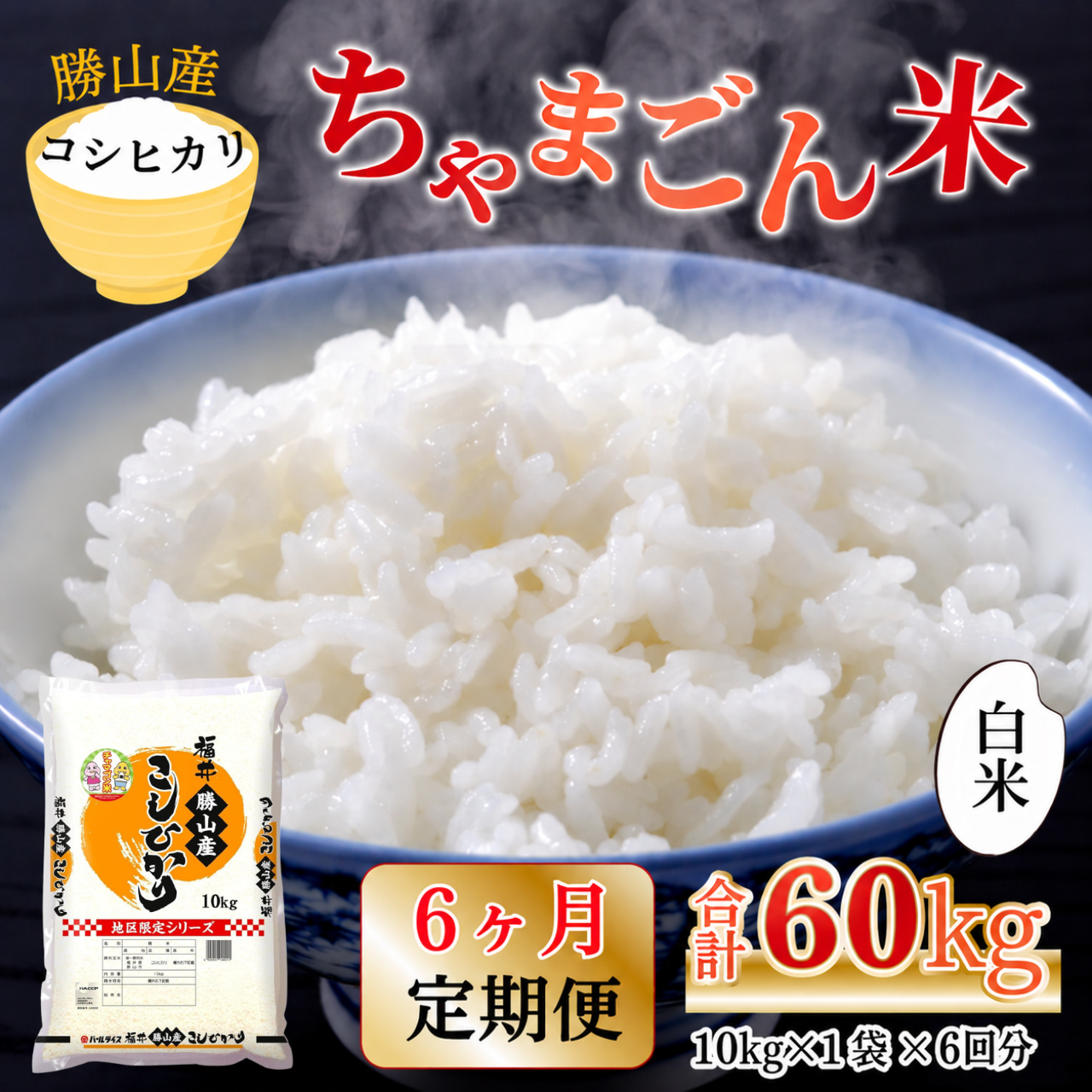 【令和8年産 新米】【定期便6回】勝山のお米 コシヒカリ 精米 10kg(計60kg) | 米 コシヒカリ 新米 精米 定期便 お米定期便 令和8年産 福井県産 福井県 勝山市 勝山のお米 ブランド米