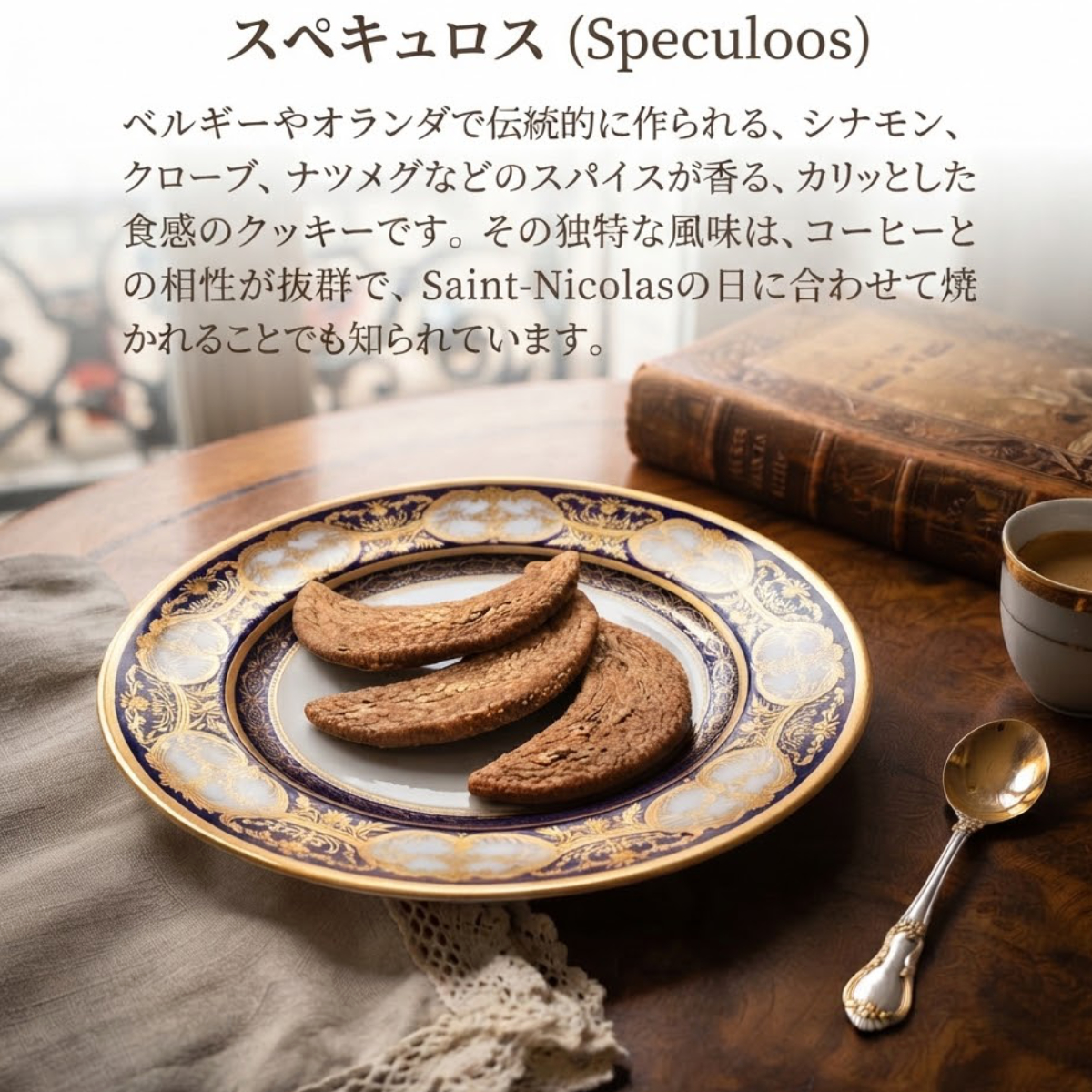 珈琲豆100gとクッキー大月スペキュロス3枚×5袋入セット