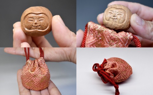 願いを運ぶまんまる達磨守り 1個 インテリア 彫刻 手彫り 一点物 縁起物 木材 木製 達磨 だるま ダルマ 手のひらサイズ 御守り お守り おまもり