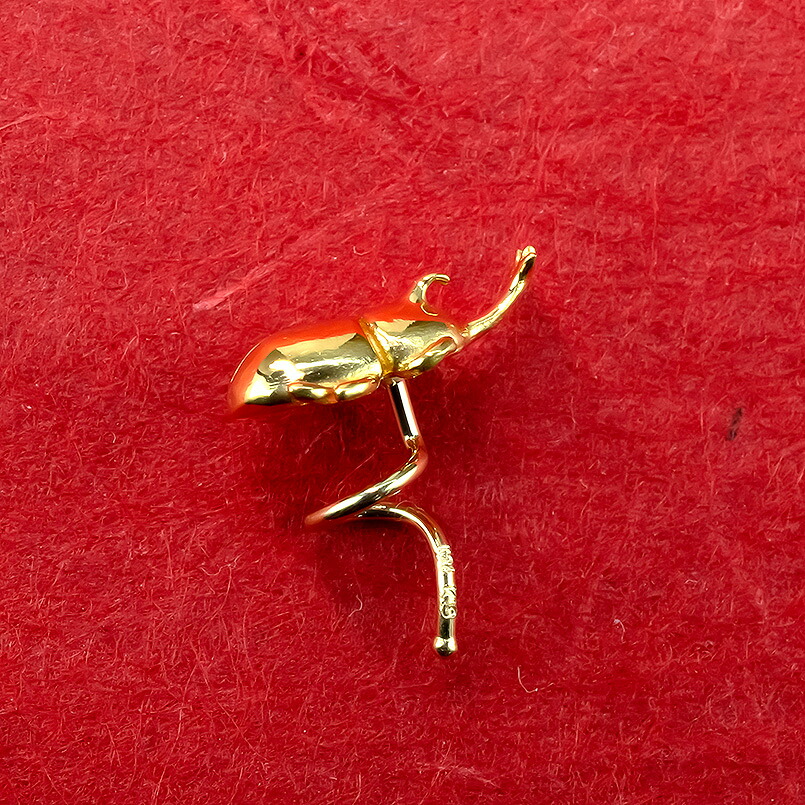 24金 純金 ピアス 片耳 キャッチのいらないピアス つけっぱなし カブトムシ 24金 ゴールド24k イエローゴールドK18 キャッチナッシャー 管理番号220330101um SWAA071