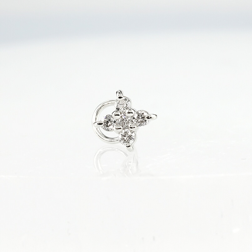 プラチナ ピアス ダイヤ 片耳 キャッチのいらないピアス つけっぱなし フラワー 花 ダイヤモンド 0.11ct キャッチナッシャー pt900 管理番号230913100dpu SWAA136
