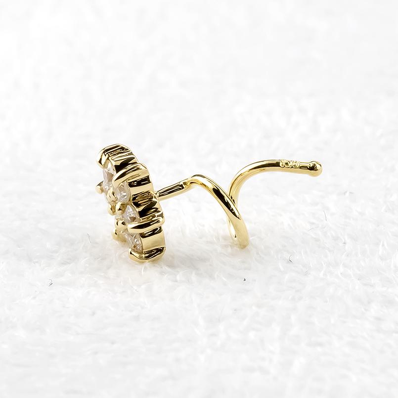 18金 ピアス k18 ダイヤ 片耳 キャッチのいらないピアス つけっぱなし フラワー 花 イエローゴールドK18 キャッチナッシャー 管理番号230913101dyu SWAA137